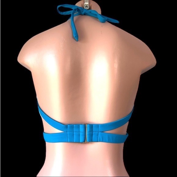 Victoria Secret NWOT Swim Bikini Top 36DD Hottie Halter Blue Push Up - Picture 8 of 10